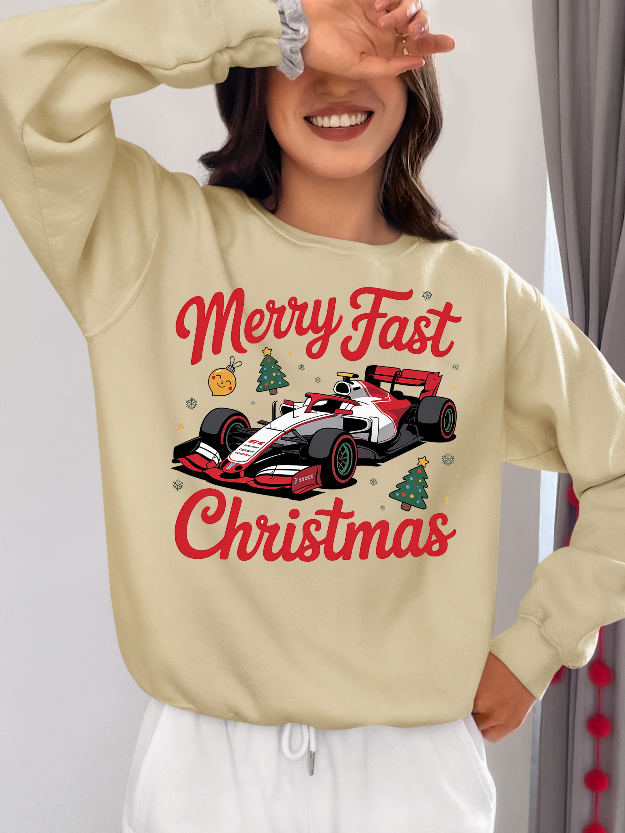 Merry Fast Christmas - Festive Holiday Theme for Winter Wear, Cozy Red & Green Vibes, Seasonal Gift Idea Sweatshirt