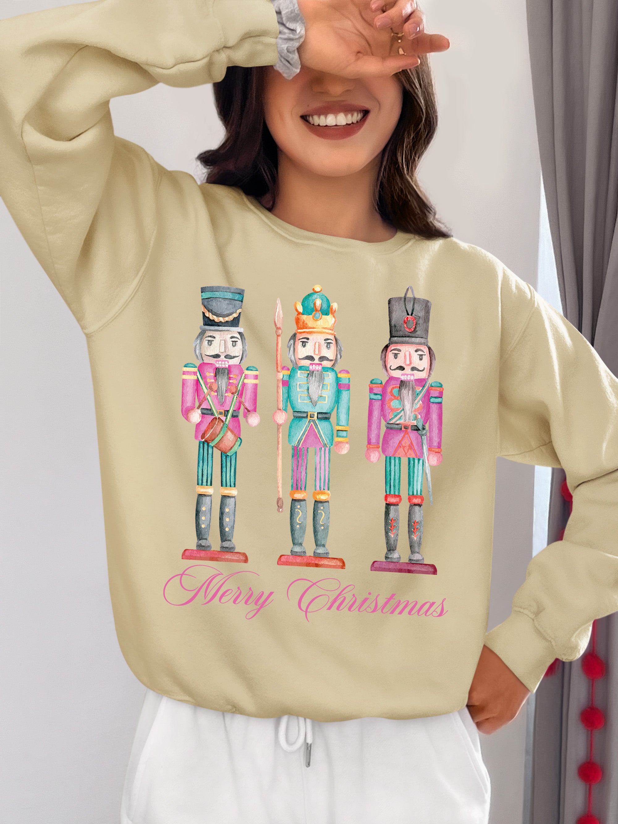 Merry Christmas Statues - Handcrafted Resin Figures for Holiday Collectibles and Display Sweatshirt