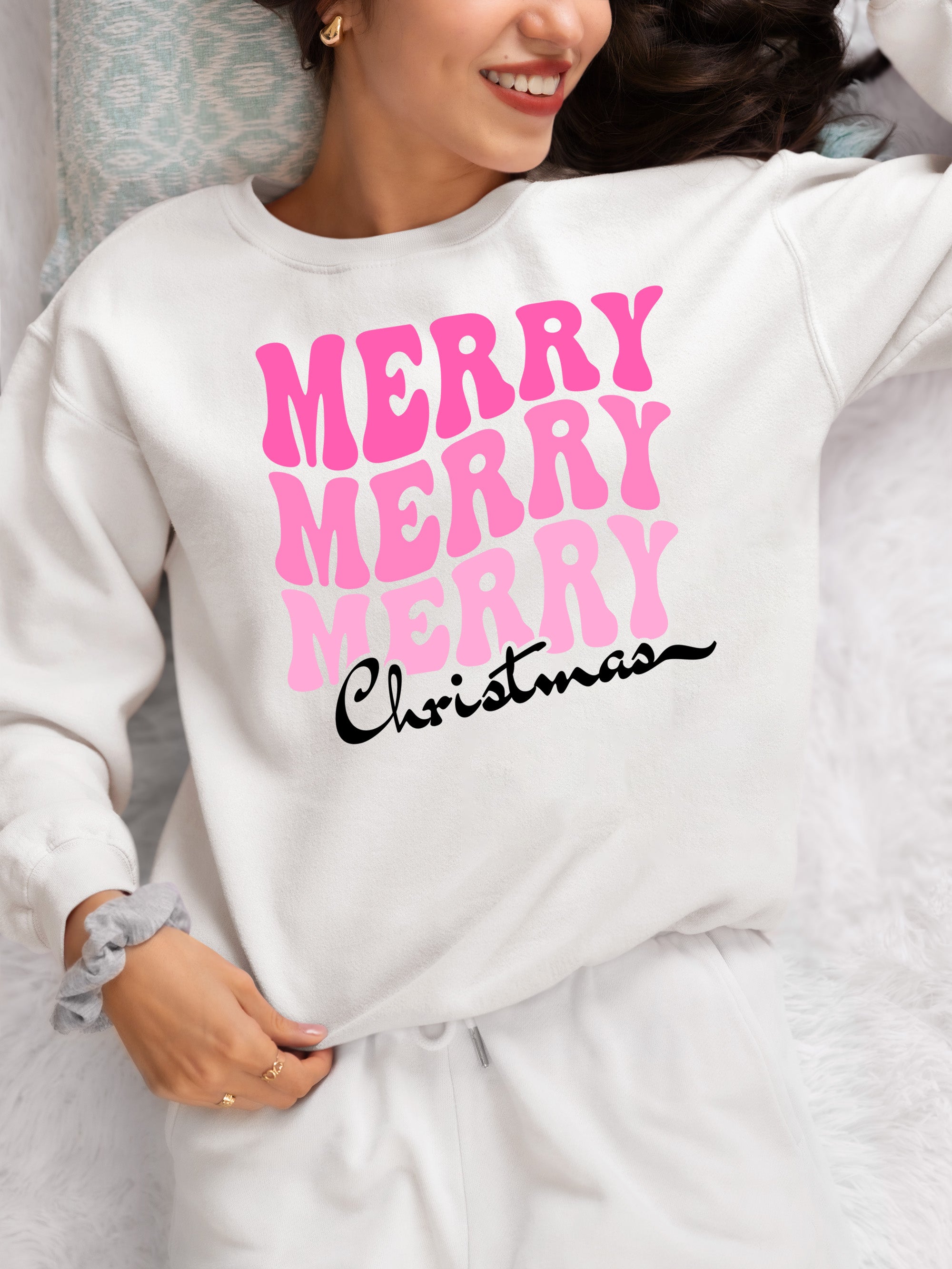 Merry Merry Merry Christmas - Handmade Keepsake Gift for Cozy Festive Cheer Sweatshirt