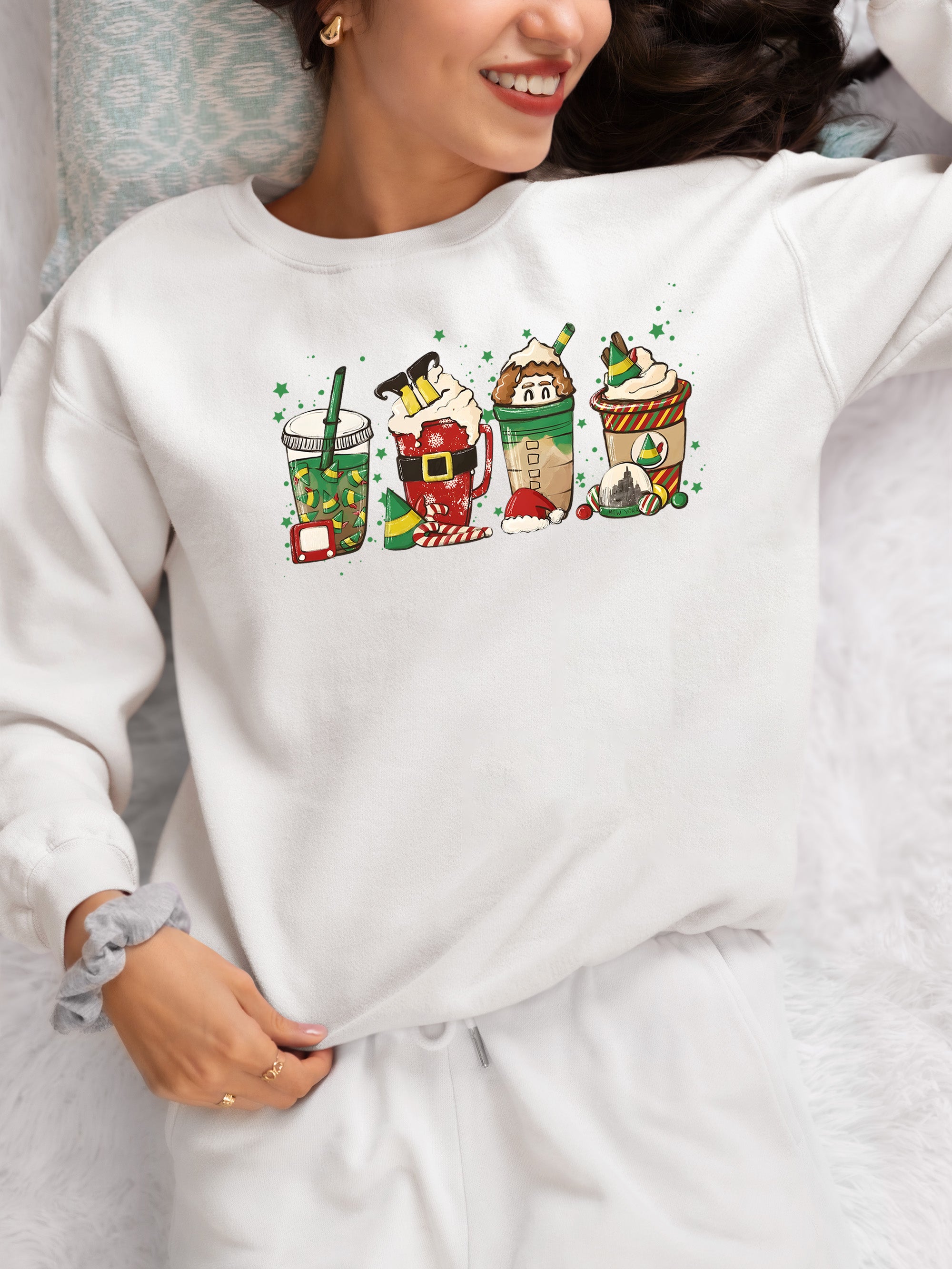 Milkshake Christmas Scene Festive Holiday Flavor Mood for Seasonal Cheer and Warm Winter Moments Sweatshirt