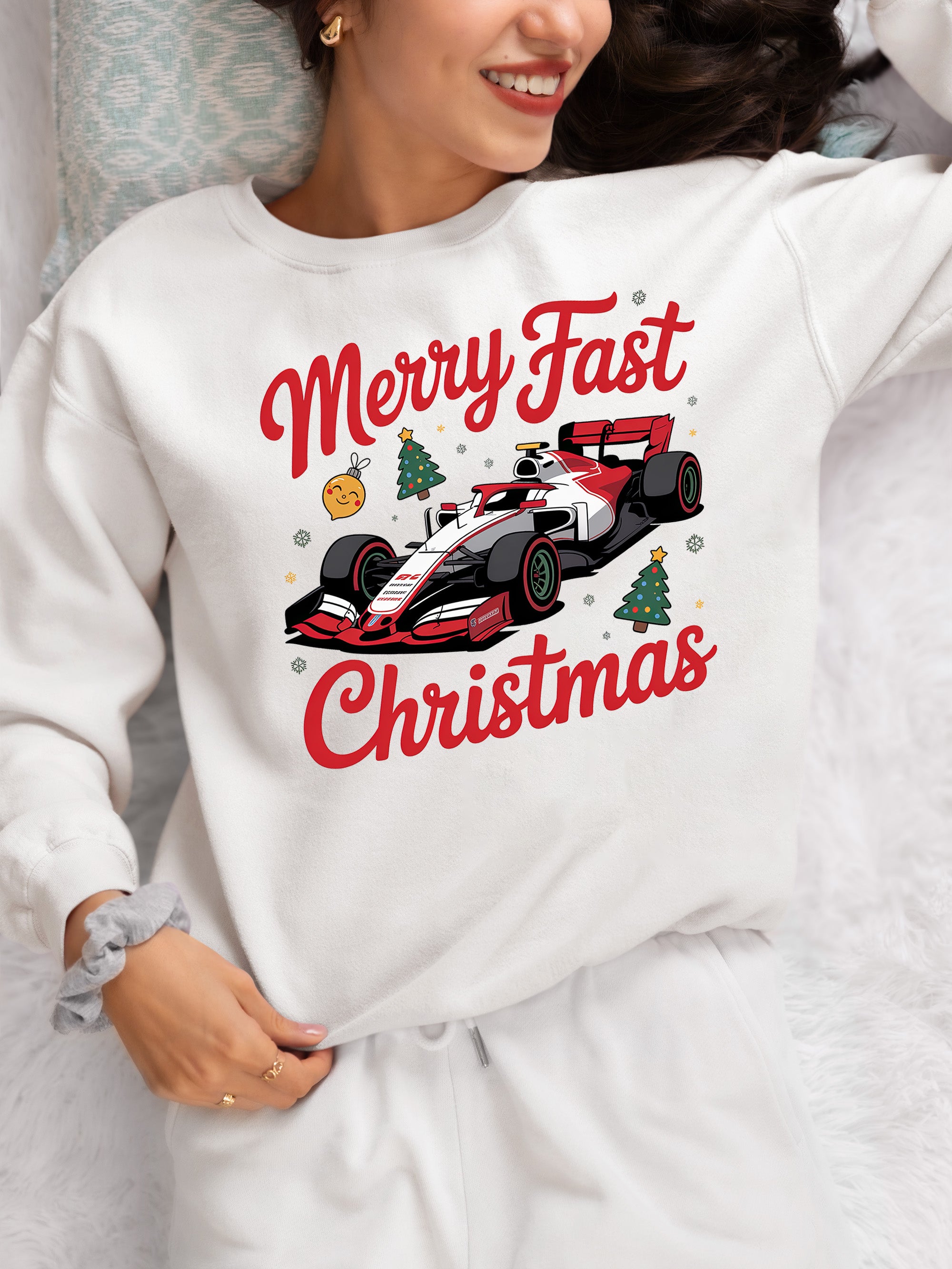 Merry Fast Christmas - Festive Holiday Theme for Winter Wear, Cozy Red & Green Vibes, Seasonal Gift Idea Sweatshirt