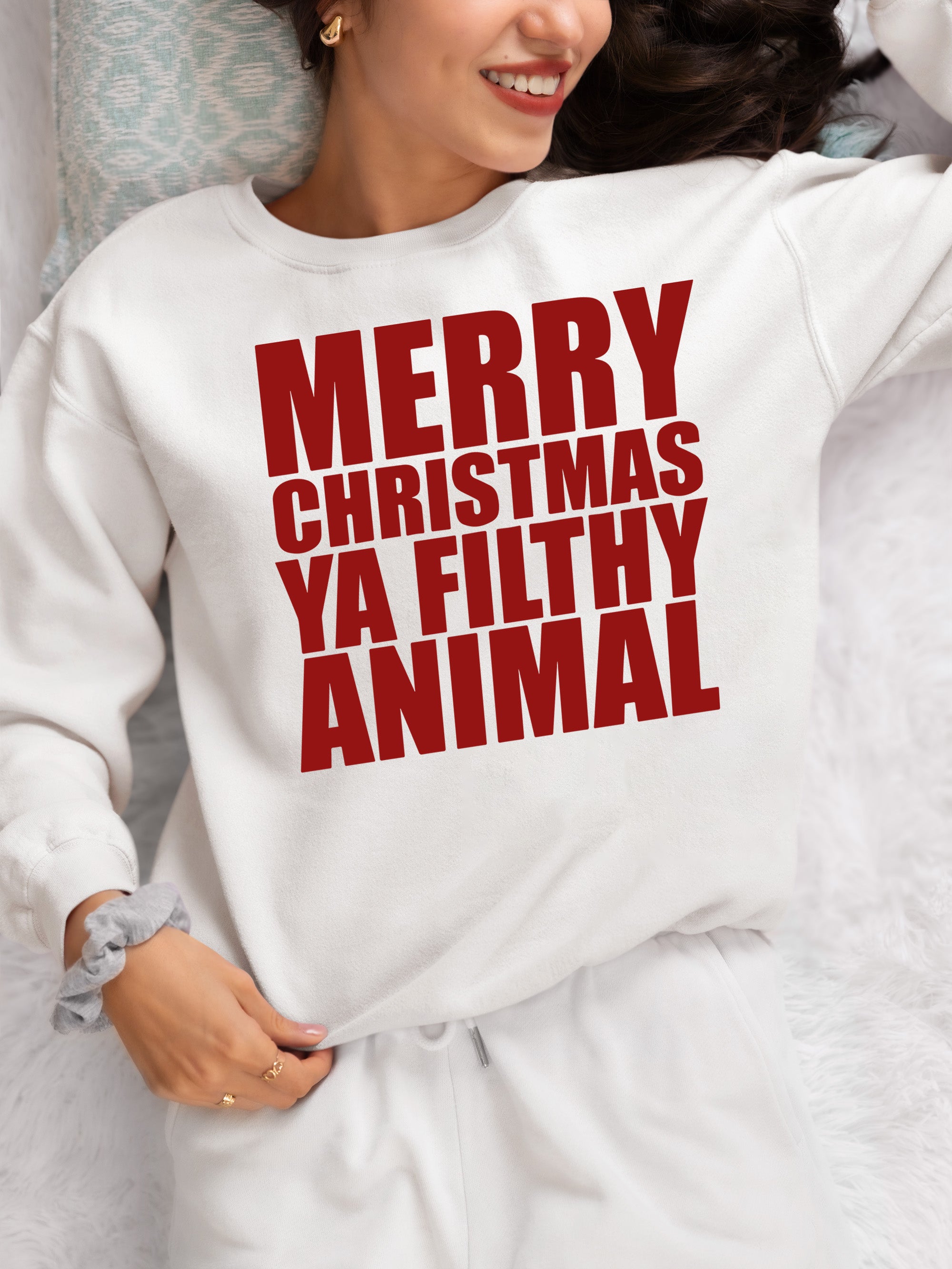 Merry Christmas Ya Filthy Animals - Humorous Holiday Movie Quote Gift Idea, Classic Christmas Laugh Sweatshirt