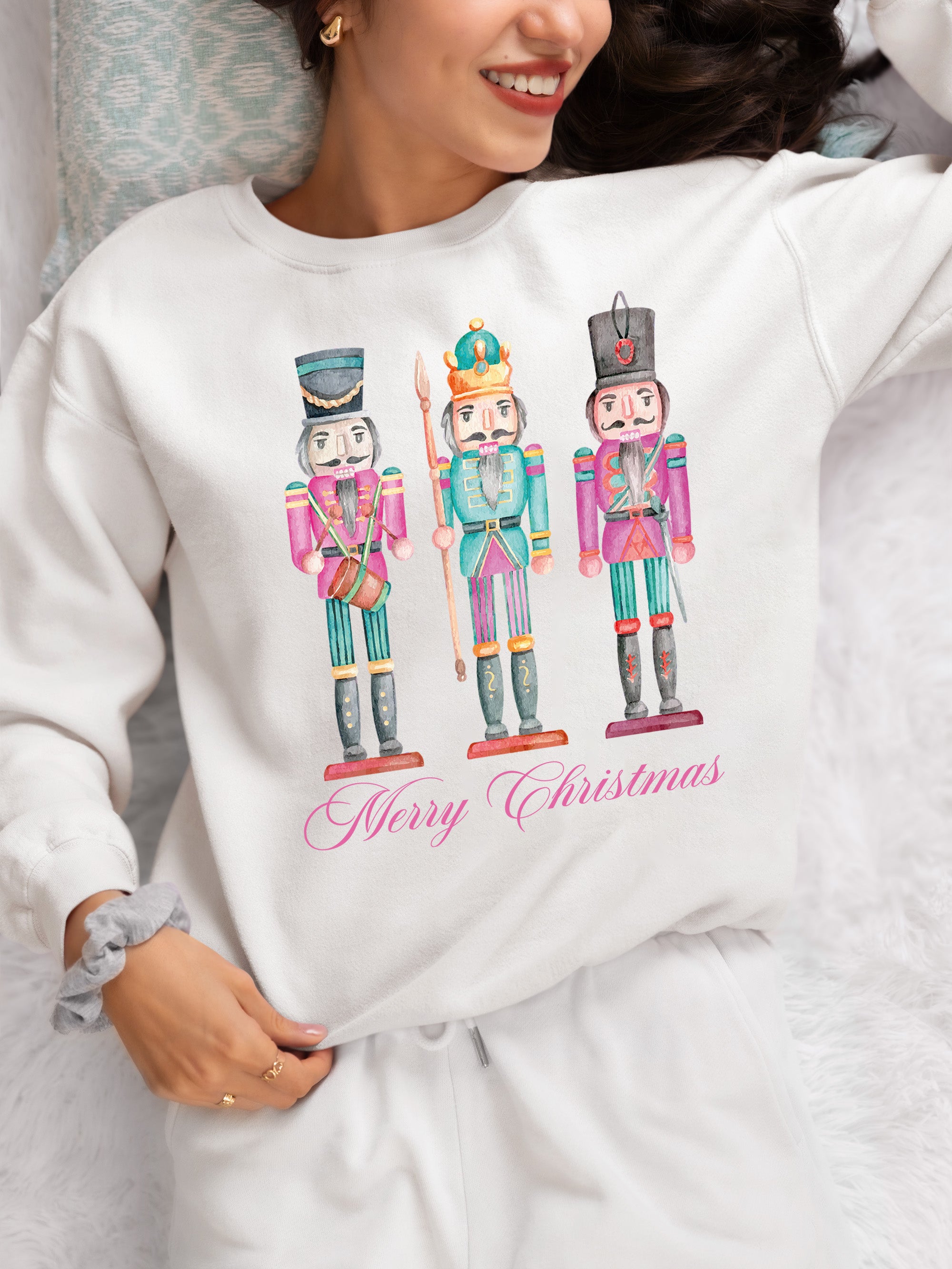 Merry Christmas Statues - Handcrafted Resin Figures for Holiday Collectibles and Display Sweatshirt