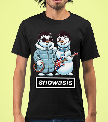 Snowasis Snowmen Guitar Christmas Charm - Whimsical Holiday Keepsake T-Shirt