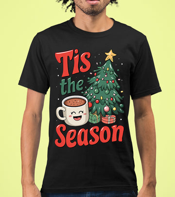 Tis the Season - Merry Christmas Village Scene - Cozy Winter Charm for Collectors, Handmade Gift for Holidays T-Shirt