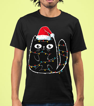 Cute Cat in Santa Hat - Christmas Feline Themed Gift for Holidays T-Shirt