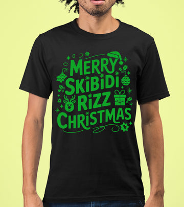 Merry Skibidi Rizz Christmas, festive holiday vibes for gifts and celebrations, cozy winter cheer T-Shirt
