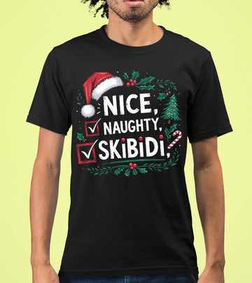Christmas Naughty or Nice Keepsake | Festive Holiday Charm for Season’s Cheer, Skibidi Inspired Fun Gift Idea T-Shirt