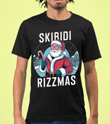 Skibidi Rizzman Santa Christmas Edition - Hilarious Pop Culture Gift Idea for Holidays, Festive Cheer T-Shirt