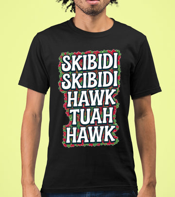 Christmas Skibidi Skibidi Hawk Tuah Hawk Art - Festive Holiday Scene for Gifts, Unique Cheer, Seasonal Pixel Masterpiece T-Shirt