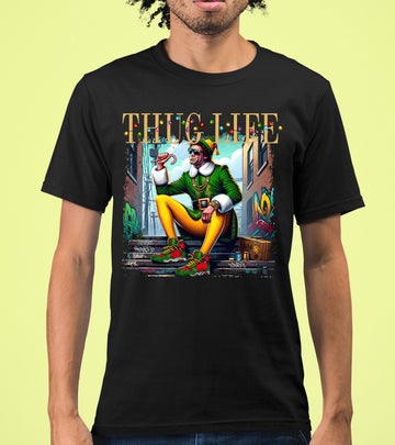 Thug Life Elf Christmas – Funny Holiday Elf Meme, Santa Humor, Naughty Nice Edition, Gifty Laughs for Holidays T-Shirt