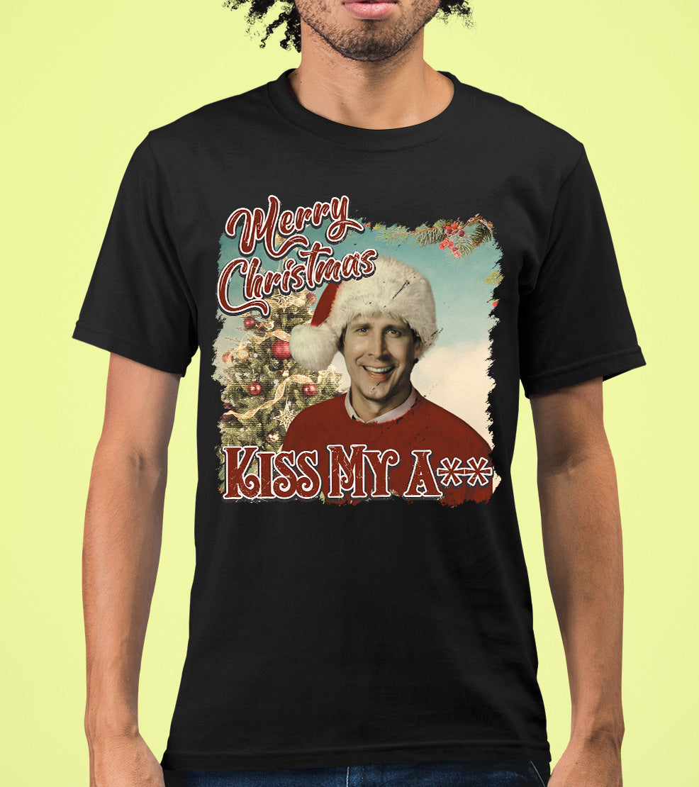 Merry Christmas Kiss My A** - Funny Xmas Phrase, Holiday Snark, Gag Gift, Seasonal Humor Keepsake T-Shirt