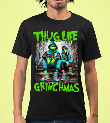 Thug Life Grinchmas | Christmas Meme Graphics for Holiday Crafts and Gifts | Grinch Humor Theme T-Shirt