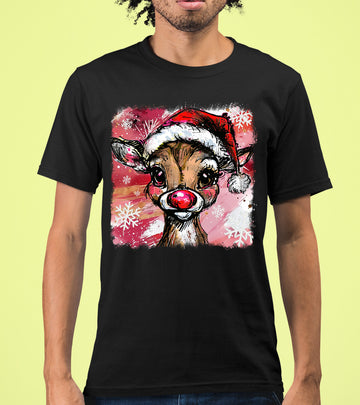 Christmas Reindeer with Hat - Festive Holiday Gift Idea, Handcrafted Seasonal Charm T-Shirt
