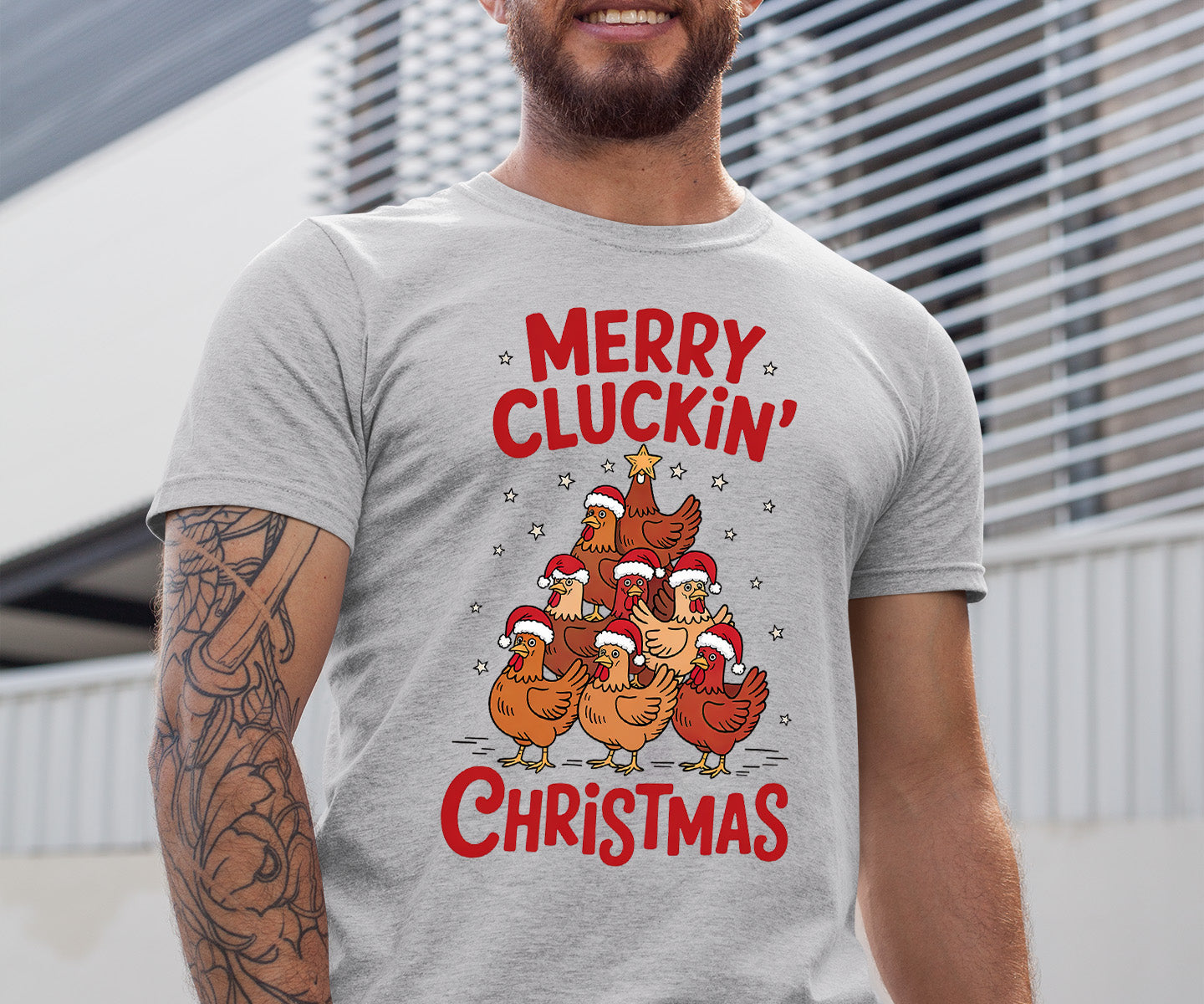 Merry Cluckin Christmas - Funny Chicken Holiday Gift for Bird Lovers - Festive Seasonal Humor & Cute Poultry Theme T-Shirt