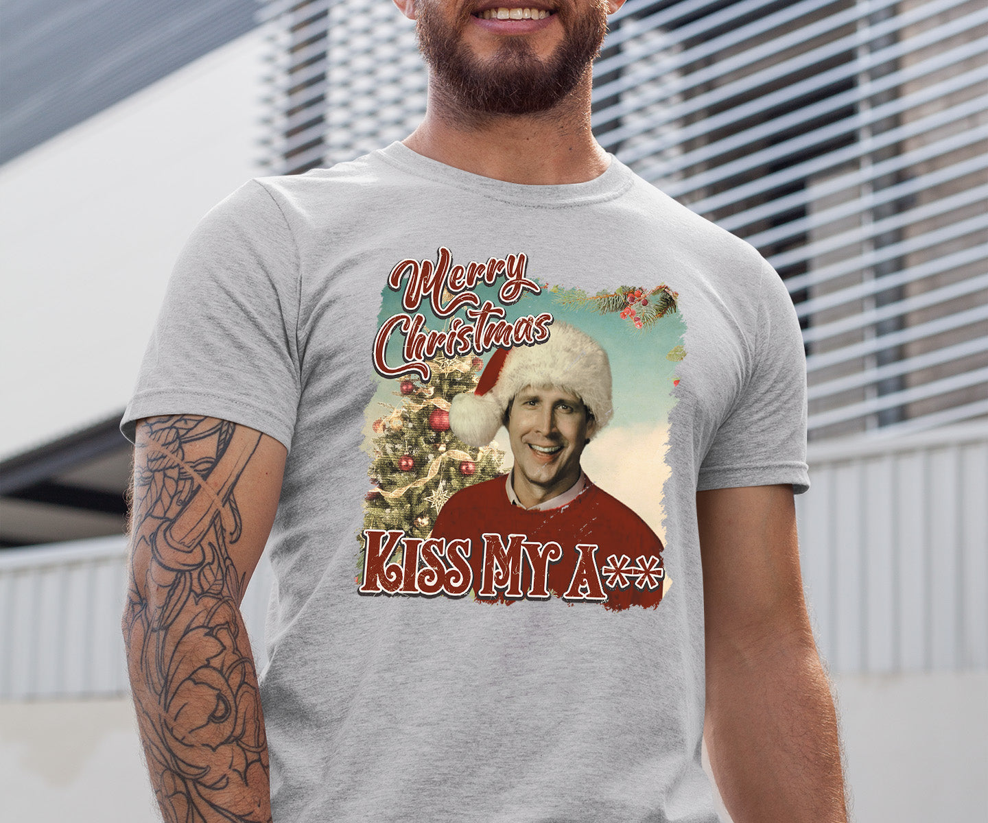 Merry Christmas Kiss My A** - Funny Xmas Phrase, Holiday Snark, Gag Gift, Seasonal Humor Keepsake T-Shirt
