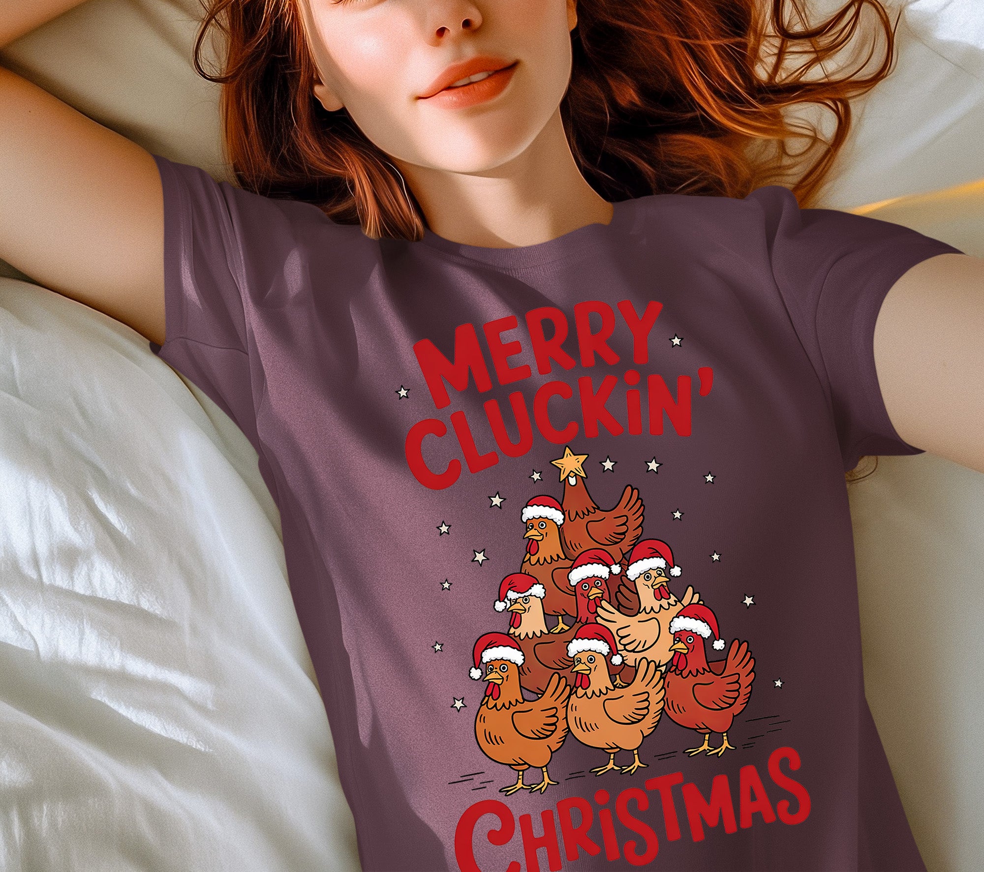 Merry Cluckin Christmas - Funny Chicken Holiday Gift for Bird Lovers - Festive Seasonal Humor & Cute Poultry Theme T-Shirt