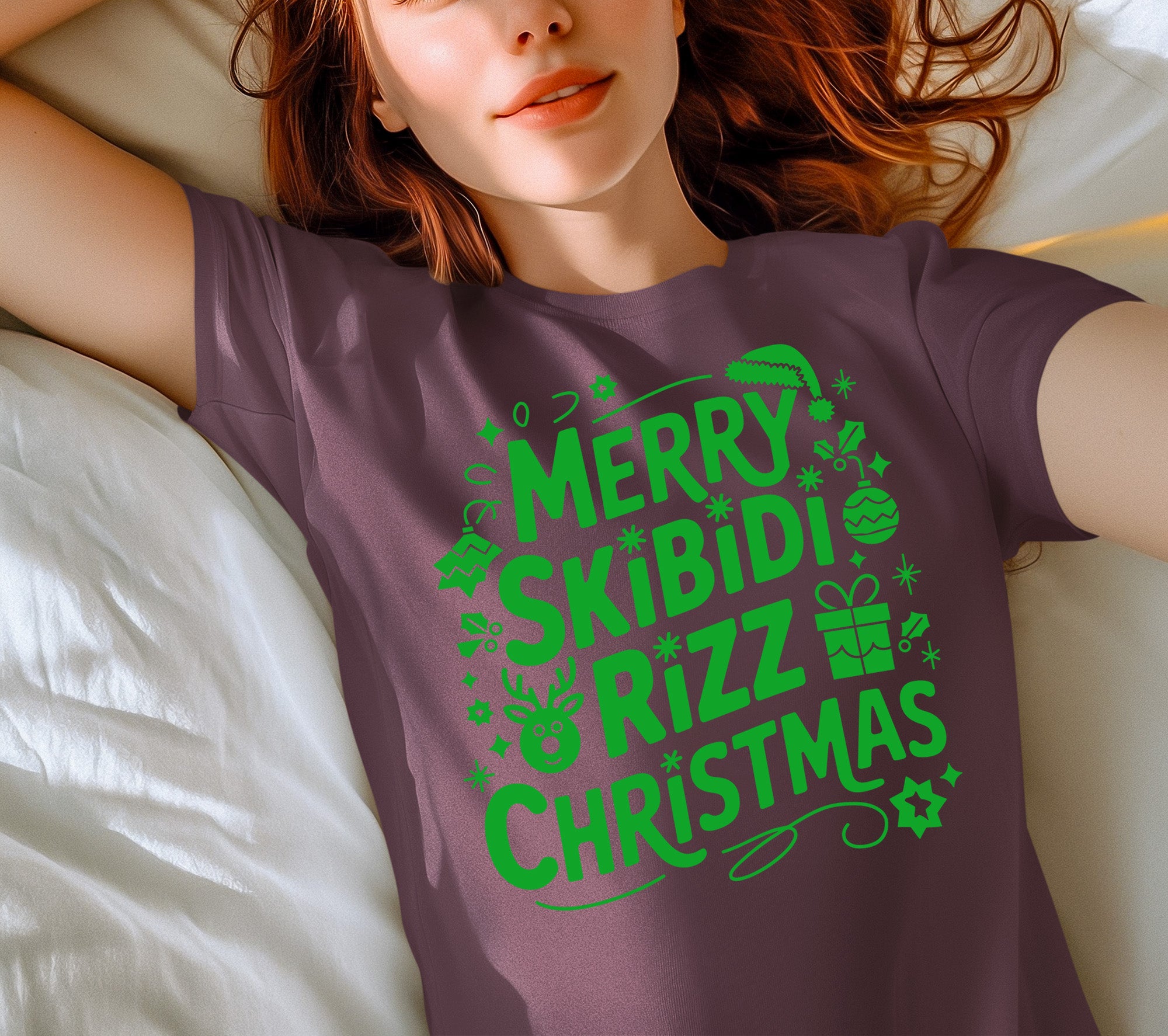 Merry Skibidi Rizz Christmas, festive holiday vibes for gifts and celebrations, cozy winter cheer T-Shirt
