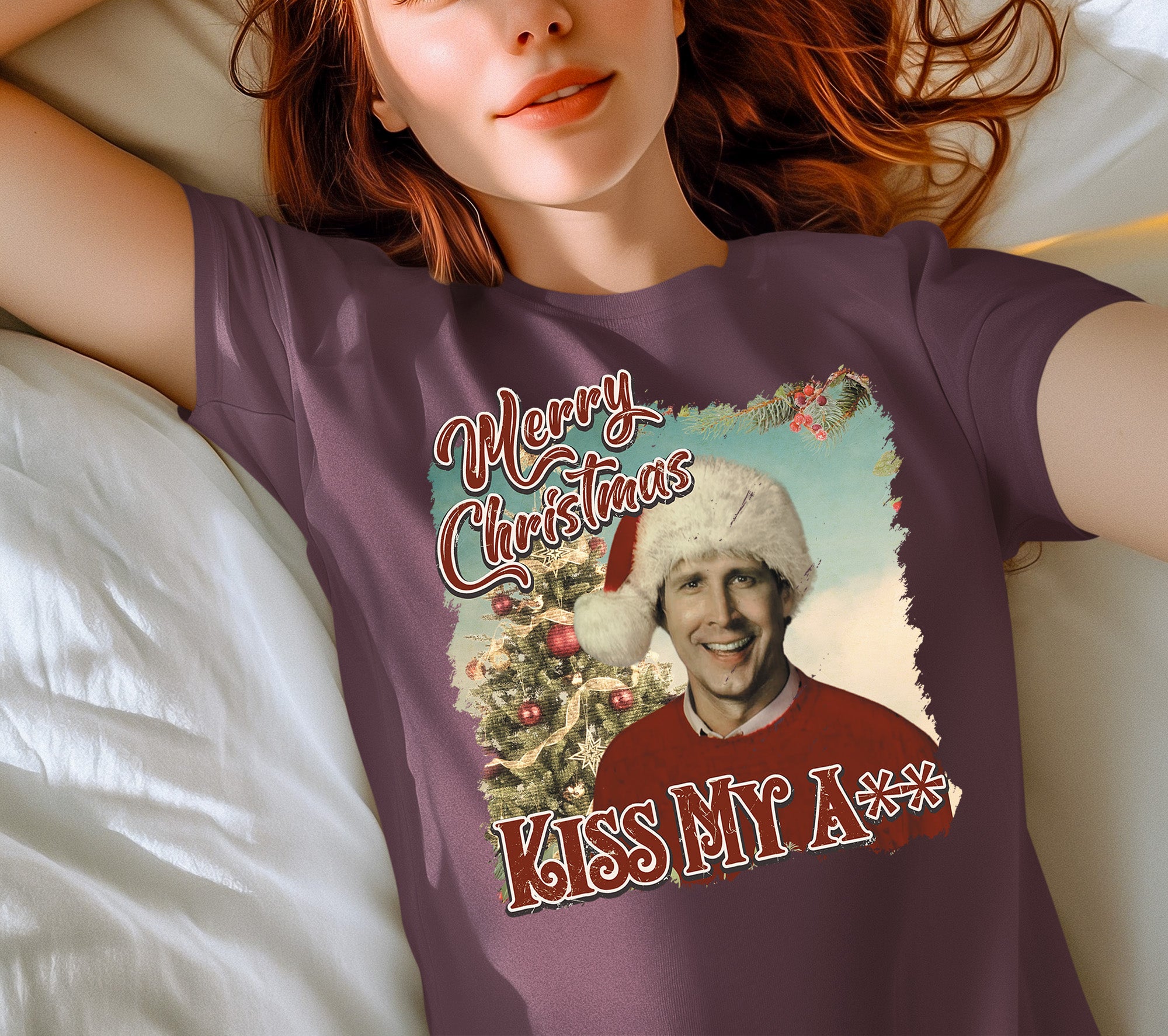 Merry Christmas Kiss My A** - Funny Xmas Phrase, Holiday Snark, Gag Gift, Seasonal Humor Keepsake T-Shirt