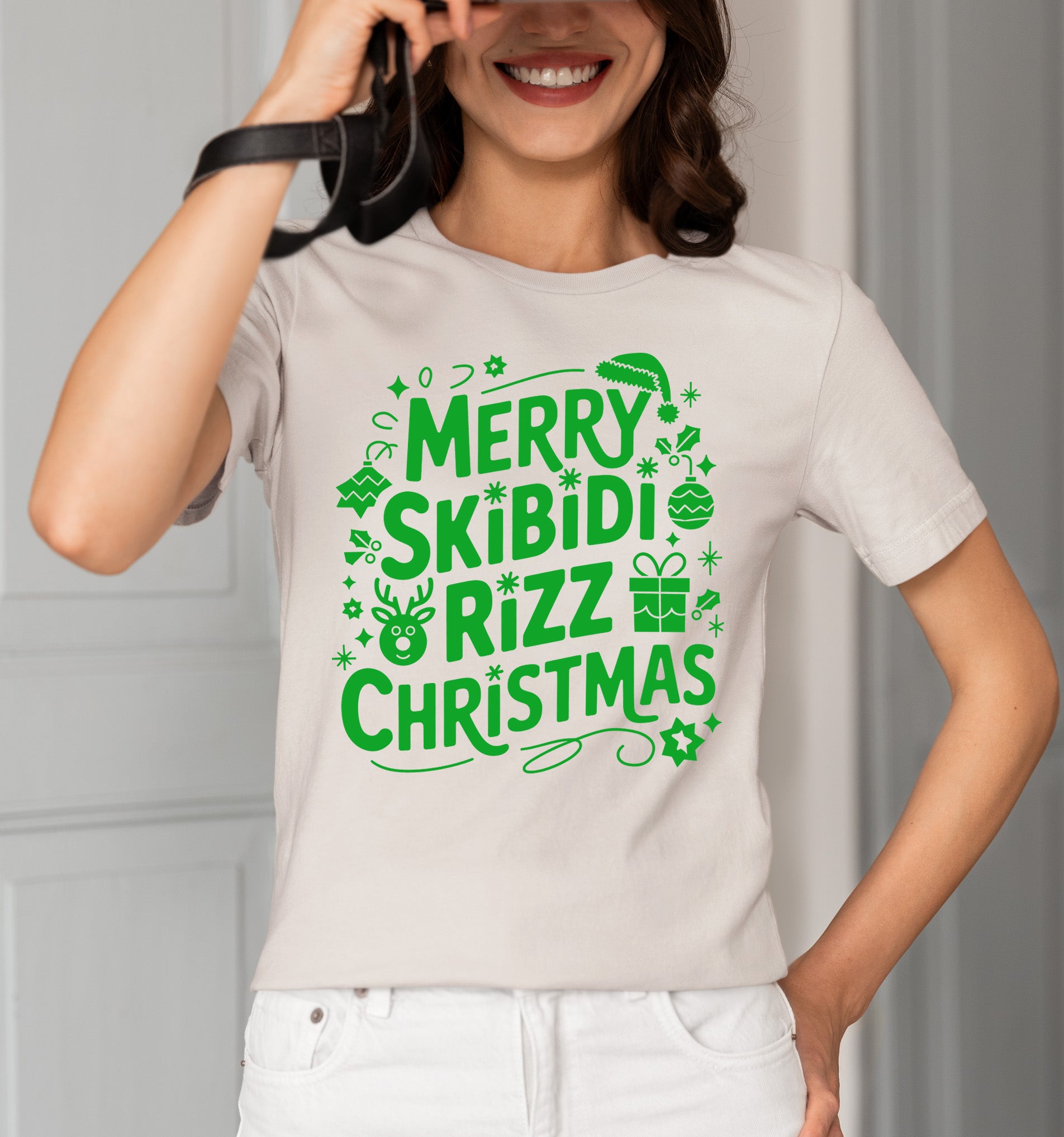 Merry Skibidi Rizz Christmas, festive holiday vibes for gifts and celebrations, cozy winter cheer T-Shirt