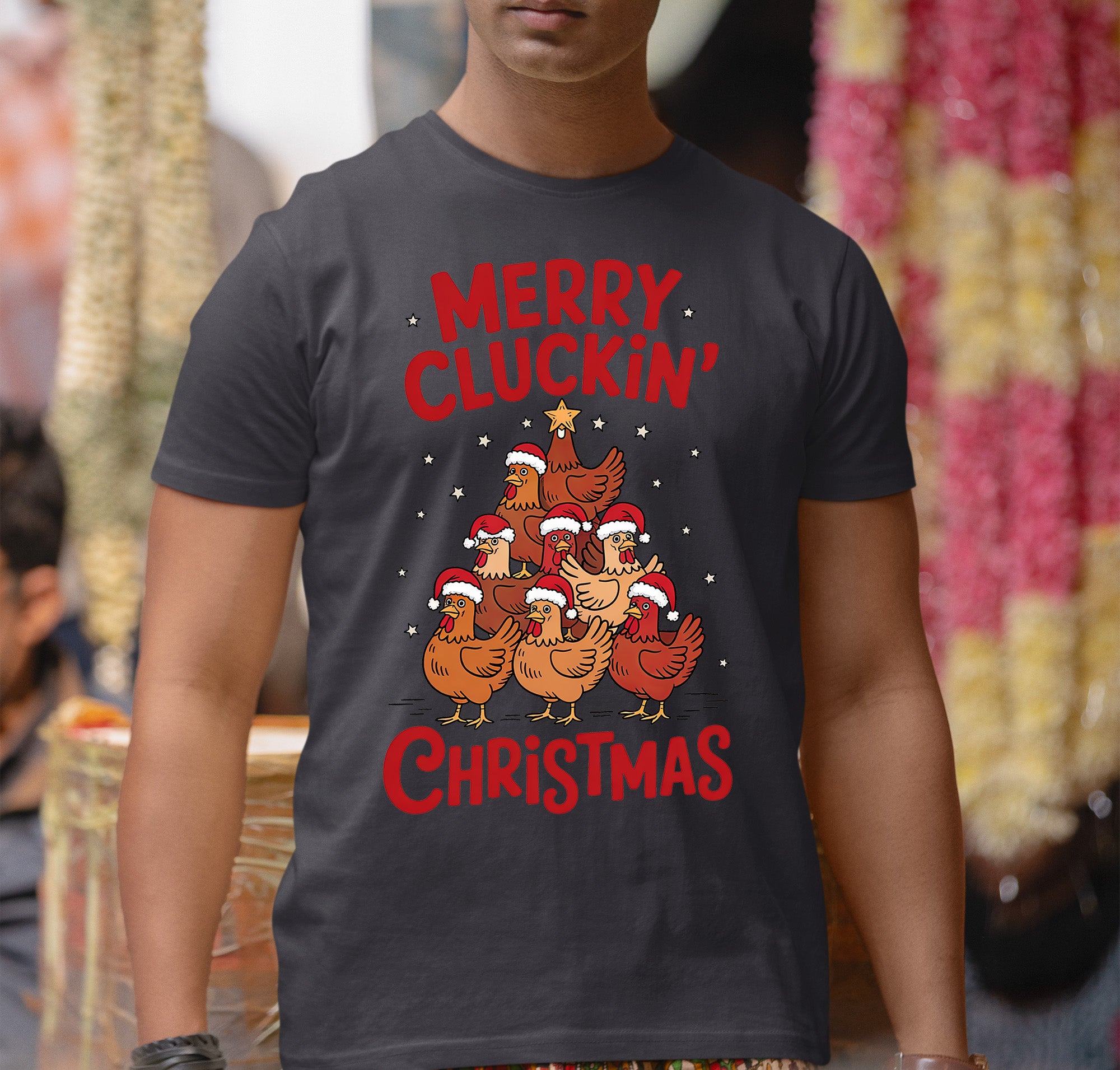 Merry Cluckin Christmas - Funny Chicken Holiday Gift for Bird Lovers - Festive Seasonal Humor & Cute Poultry Theme T-Shirt