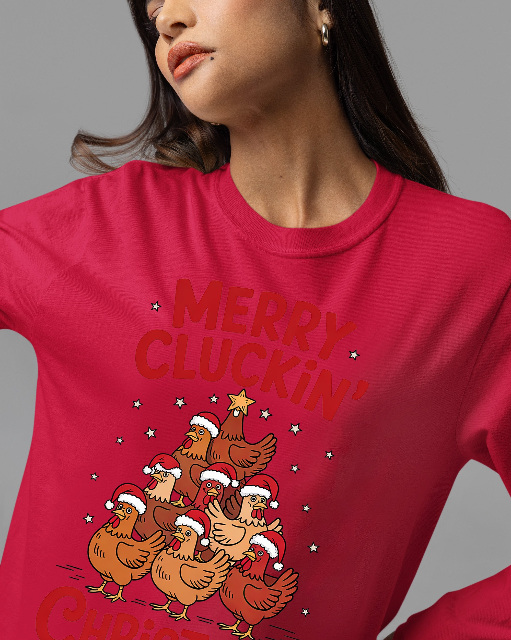 Merry Cluckin Christmas - Funny Chicken Holiday Gift for Bird Lovers - Festive Seasonal Humor & Cute Poultry Theme T-Shirt