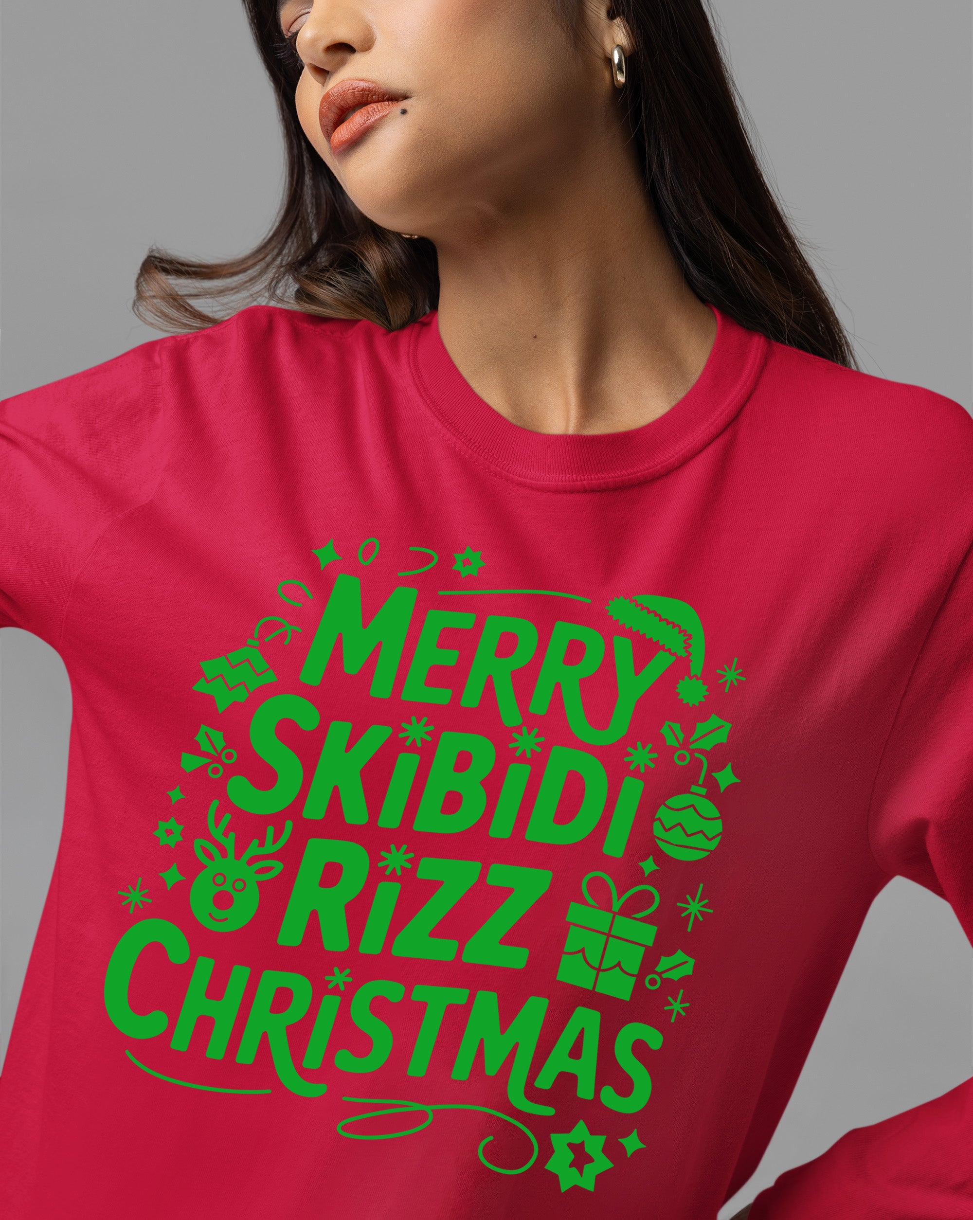 Merry Skibidi Rizz Christmas, festive holiday vibes for gifts and celebrations, cozy winter cheer T-Shirt