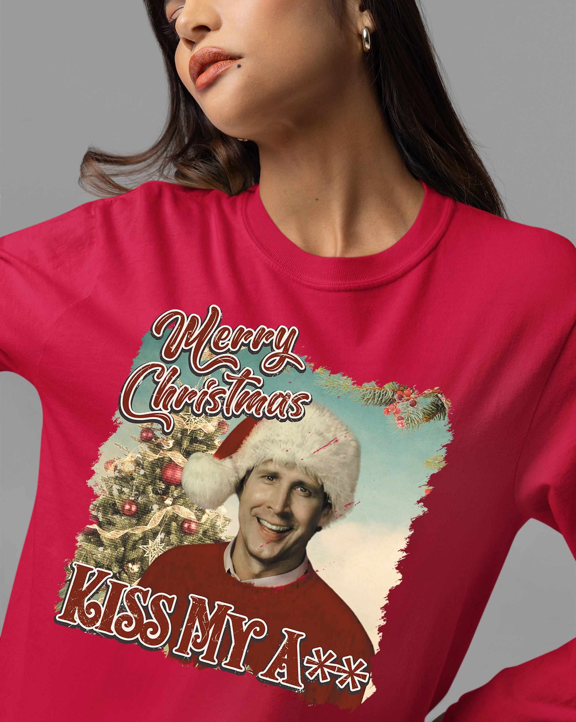 Merry Christmas Kiss My A** - Funny Xmas Phrase, Holiday Snark, Gag Gift, Seasonal Humor Keepsake T-Shirt