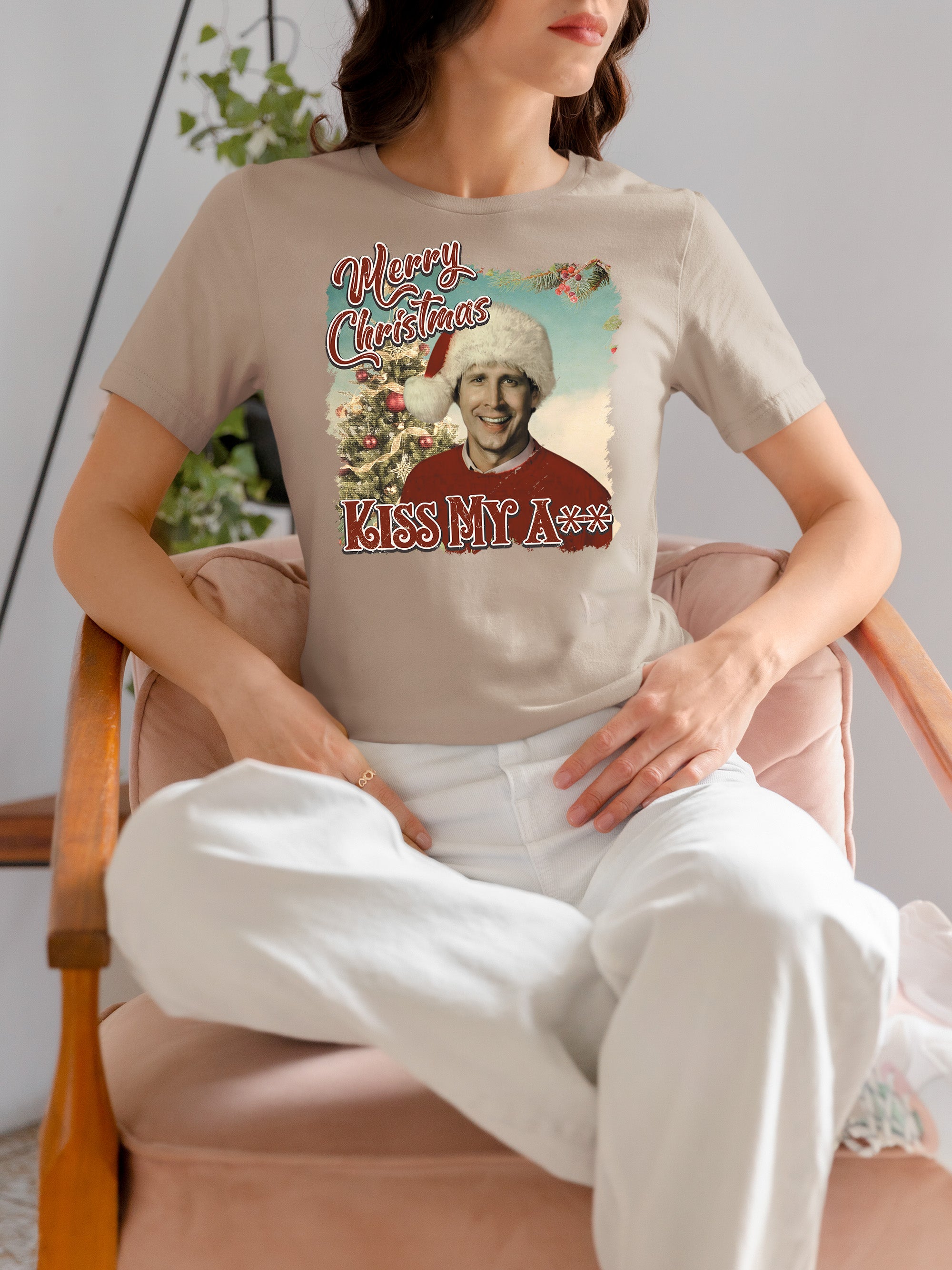 Merry Christmas Kiss My A** - Funny Xmas Phrase, Holiday Snark, Gag Gift, Seasonal Humor Keepsake T-Shirt