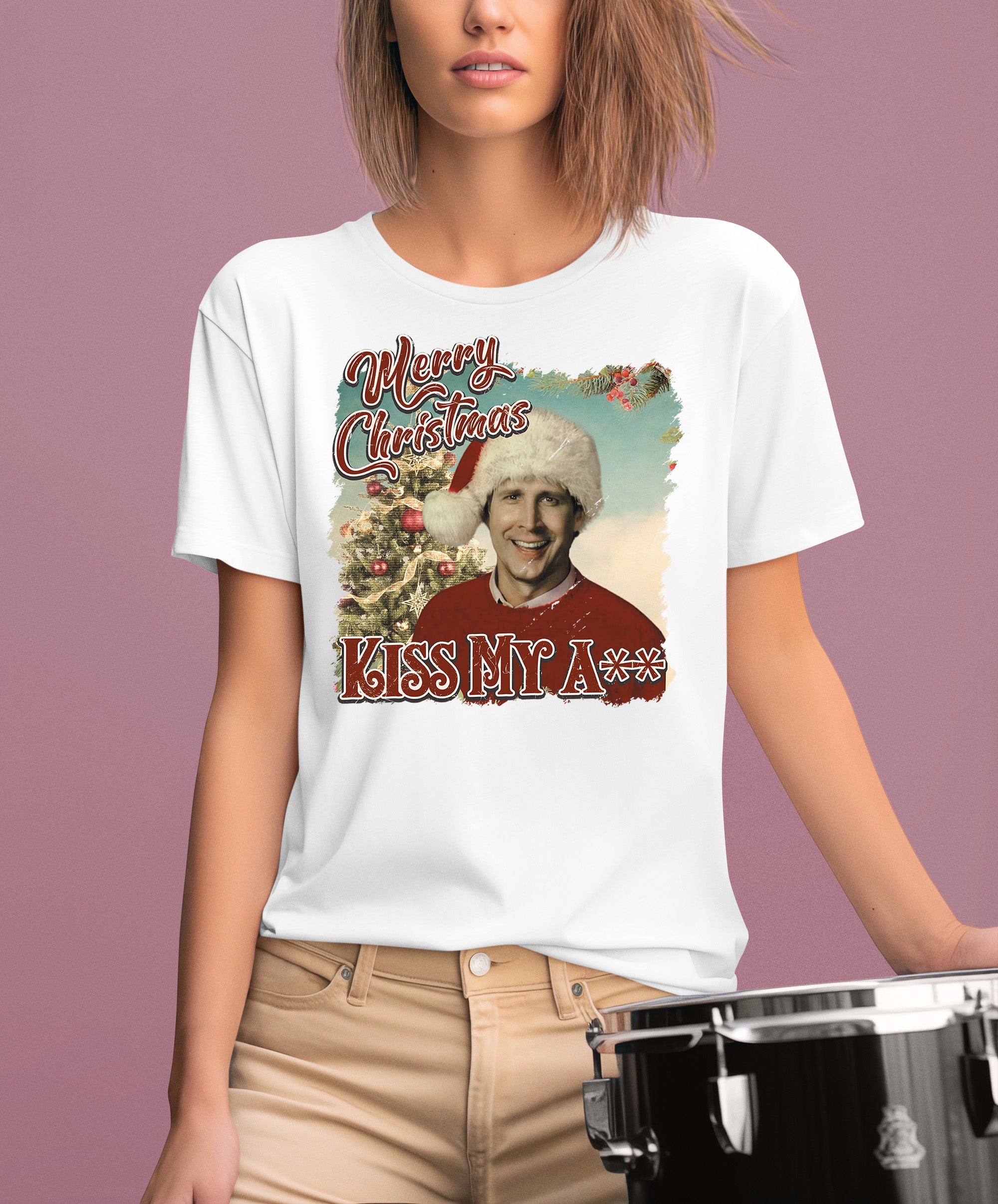 Merry Christmas Kiss My A** - Funny Xmas Phrase, Holiday Snark, Gag Gift, Seasonal Humor Keepsake T-Shirt