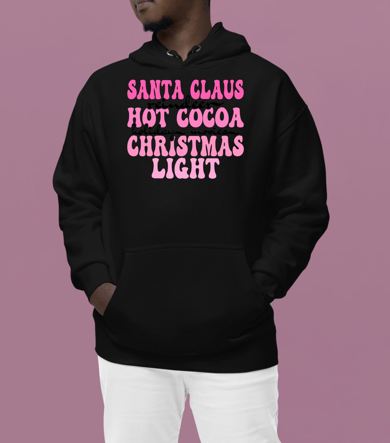 Santa Claus Reindeer Christmas Scene with Hot Cocoa - Cozy Holiday Charm for Gifts & Collectibles Hoodie