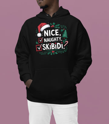 Christmas Naughty or Nice Keepsake | Festive Holiday Charm for Season’s Cheer, Skibidi Inspired Fun Gift Idea Hoodie