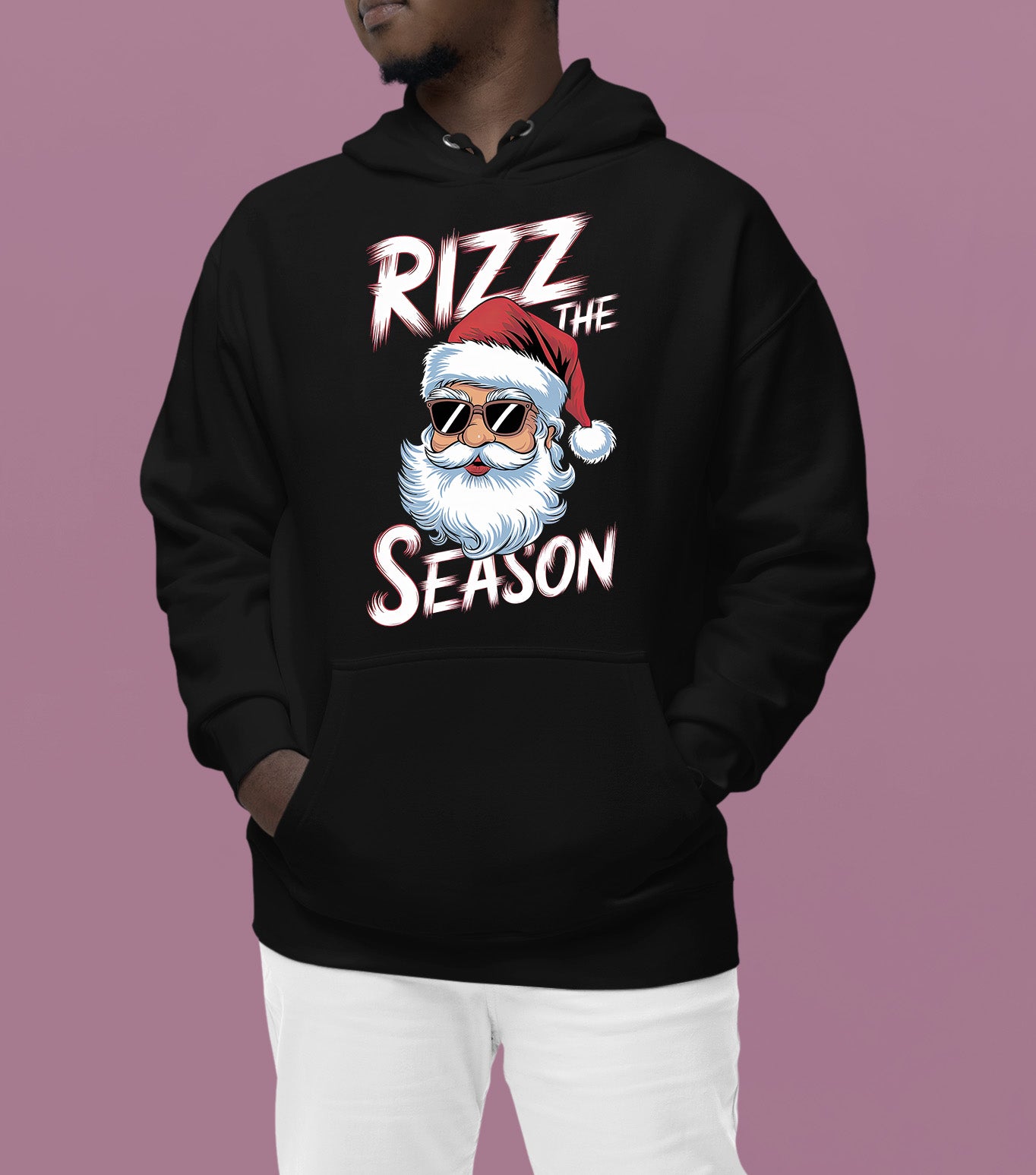 Rizz the Seasonn Santa Sunglasses – Christmas Santa Glasses, Funny Holiday Fashion Accessory, Festive Seasonal Gift Idea, Cozy Cheer Hoodie