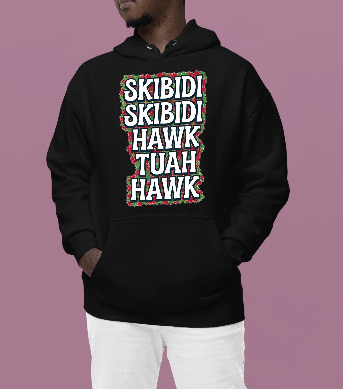 Christmas Skibidi Skibidi Hawk Tuah Hawk Art - Festive Holiday Scene for Gifts, Unique Cheer, Seasonal Pixel Masterpiece Hoodie