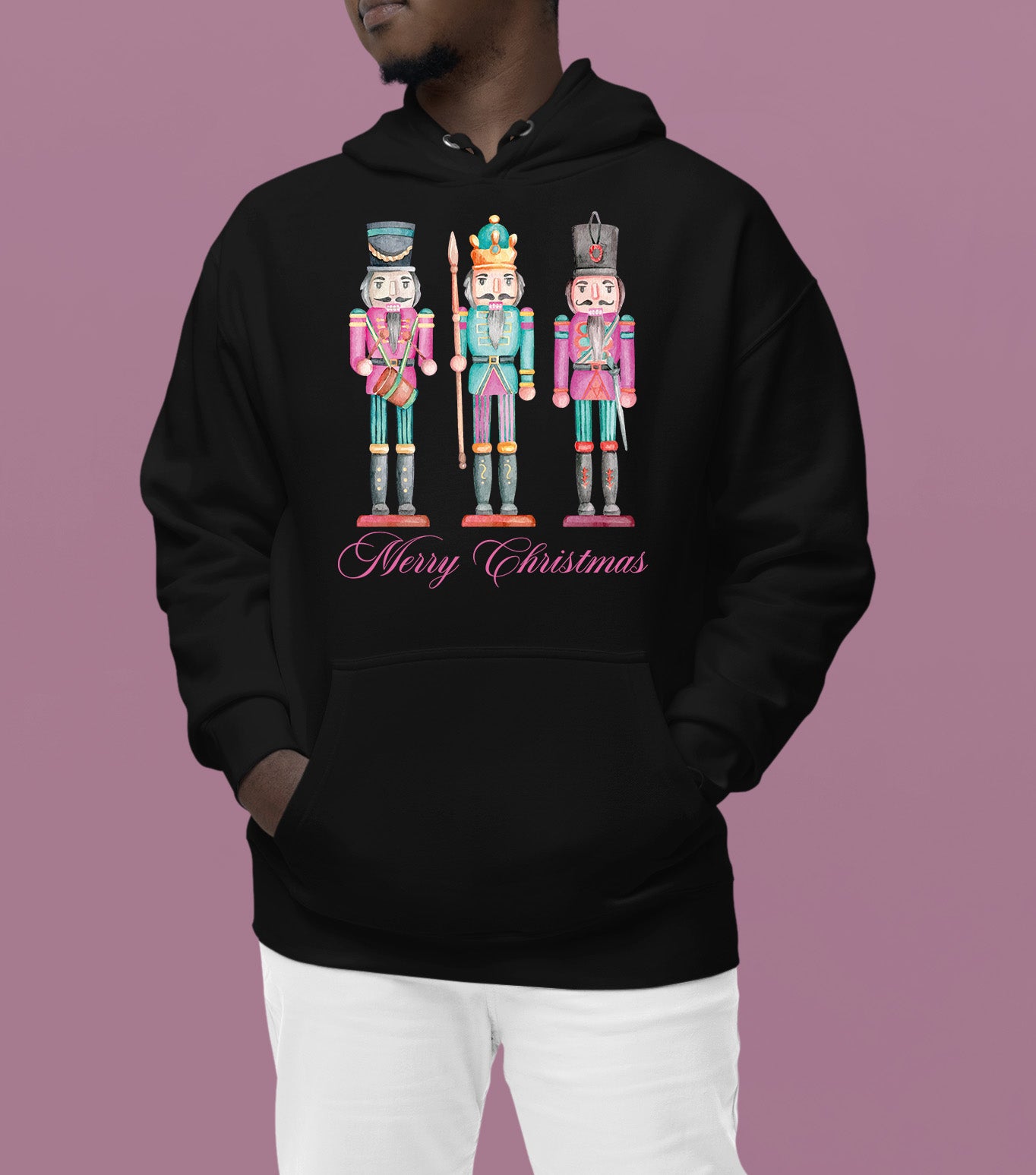 Merry Christmas Statues - Handcrafted Resin Figures for Holiday Collectibles and Display Hoodie