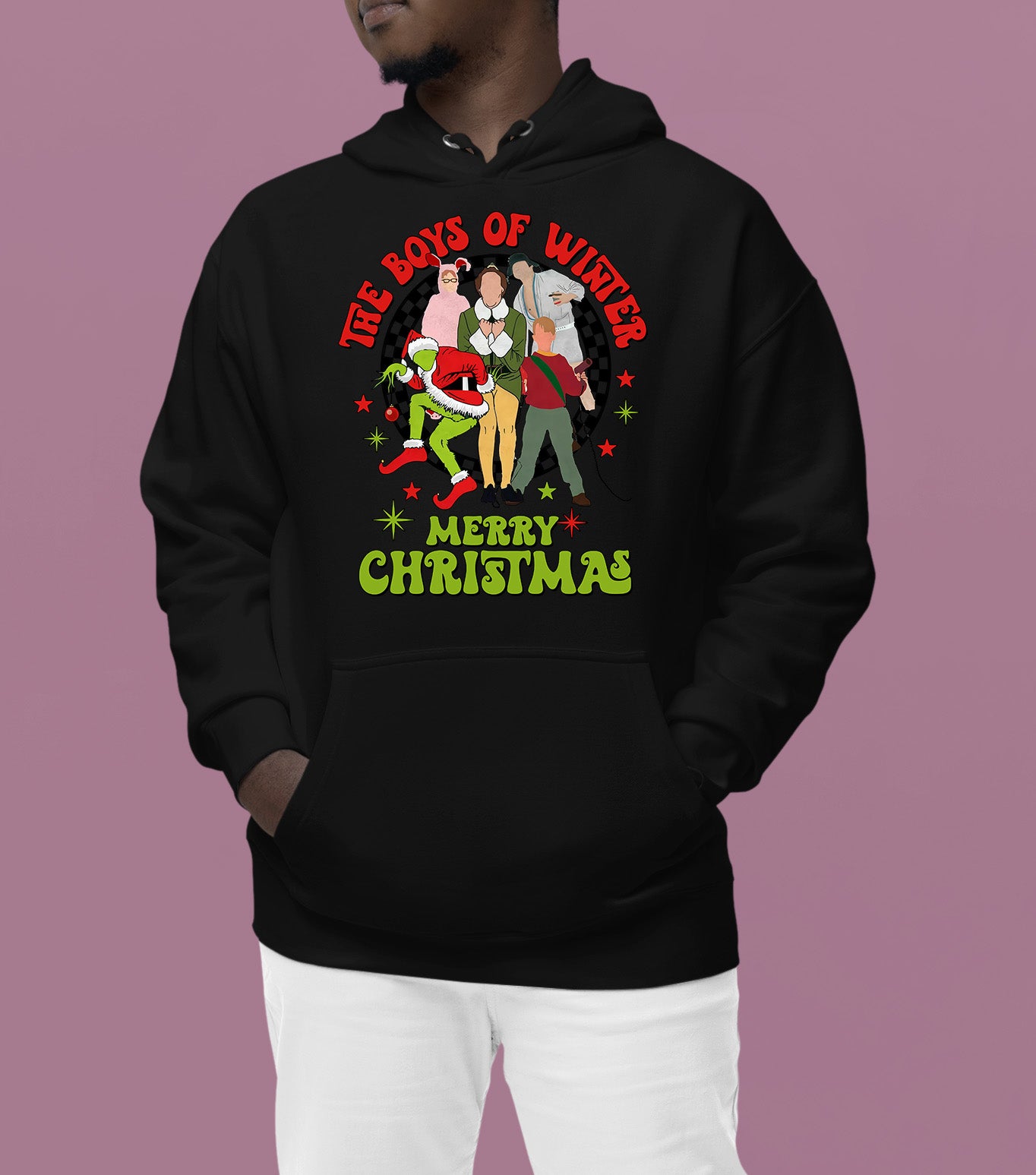 The Boys of Winter - Festive Christmas Theme for Him, Snowy Night Spirit, Holiday Gift Idea Hoodie