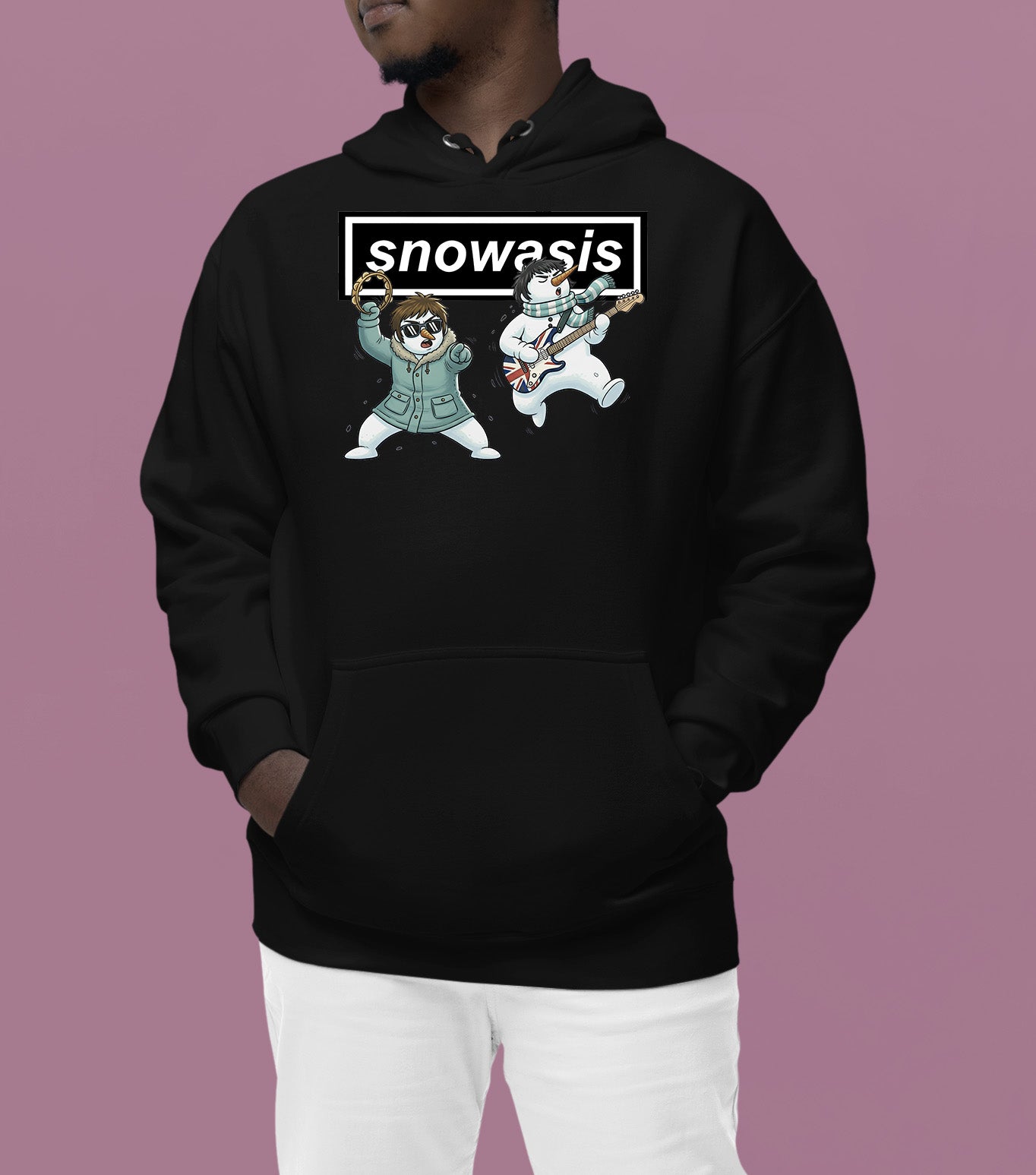 Christmas Snowasis rocking on a snowy hillside, cozy festive scene for holidays, Snowasis rocking on Hoodie