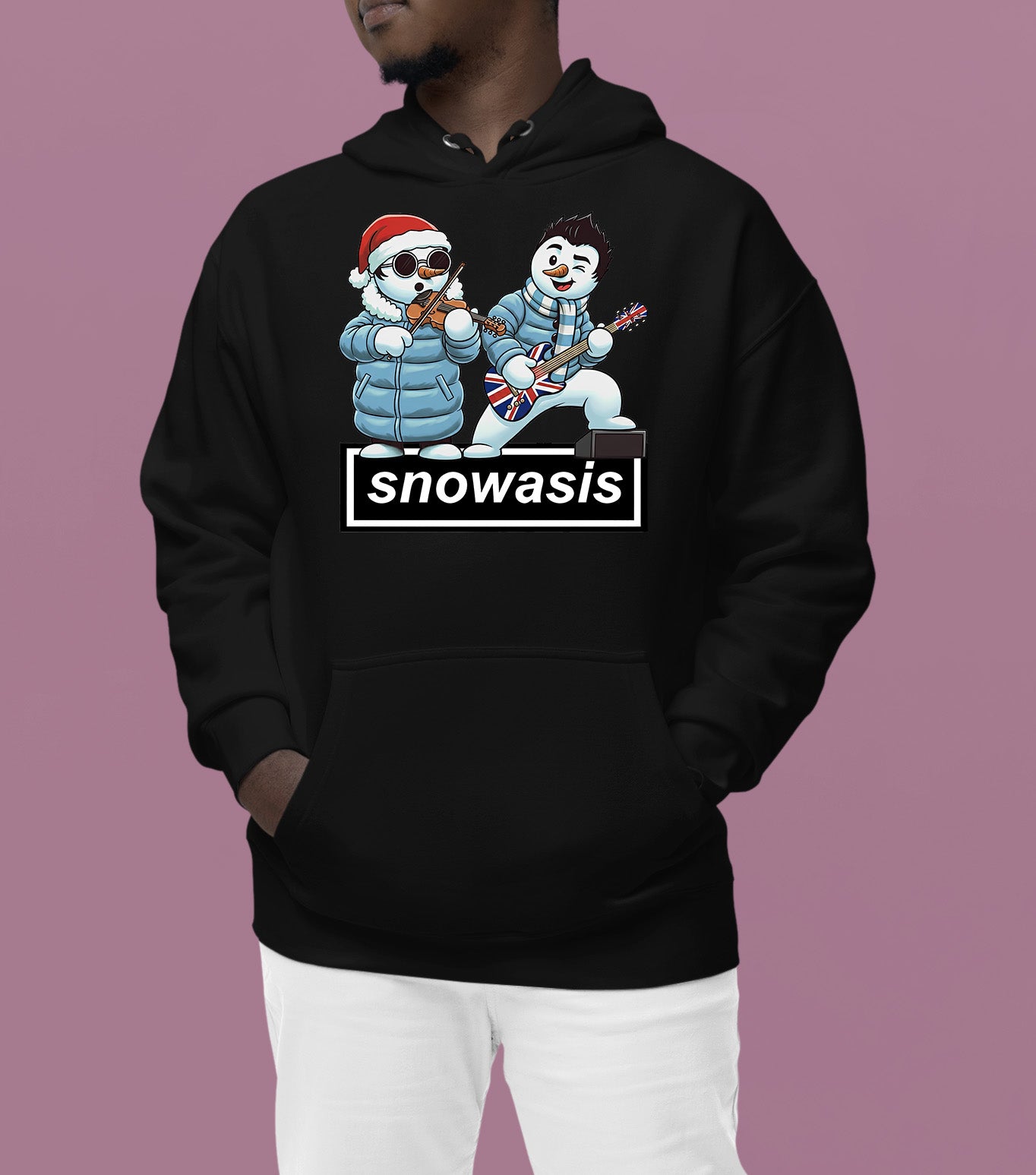 Snowasis Violin Gutar Winking Christmas Charm - Festive Music Gift Hoodie
