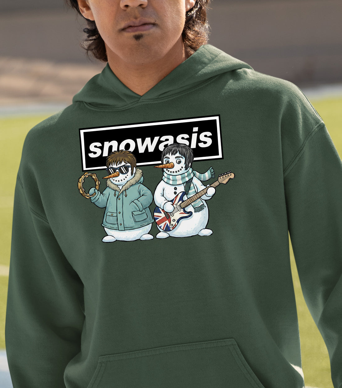 Snowasis Snowmen Guitar Christmas Keepsake - Handmade Whimsical Holiday Sculpture Gift Idea Hoodie