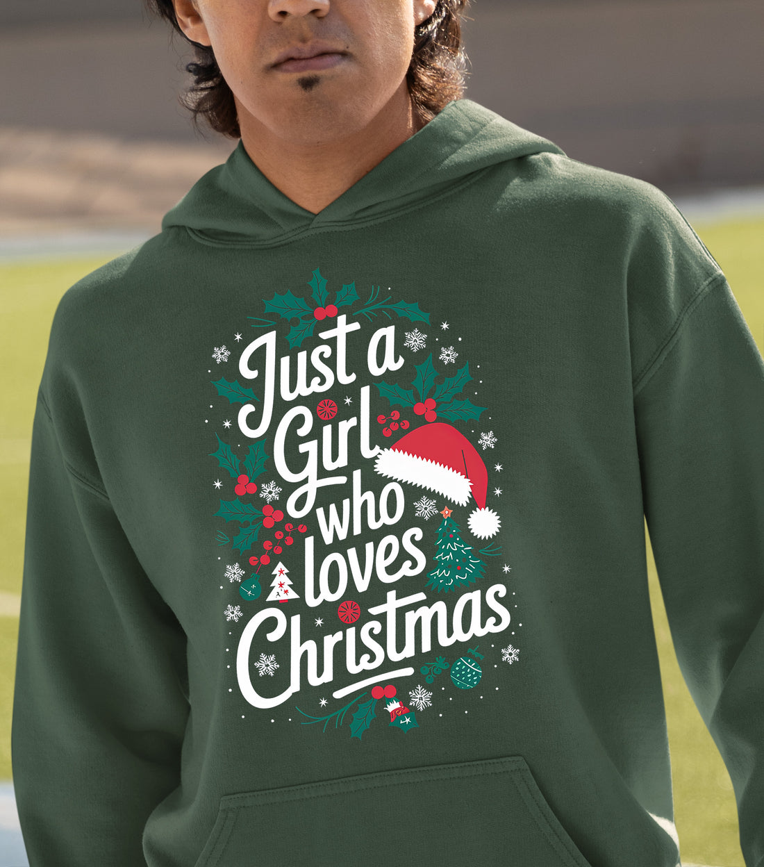 Just a Girl Who Loves Christmas - Festive, Cozy Christmas Theme for Her - Holiday Cheer Keepsake Accessory Hoodie