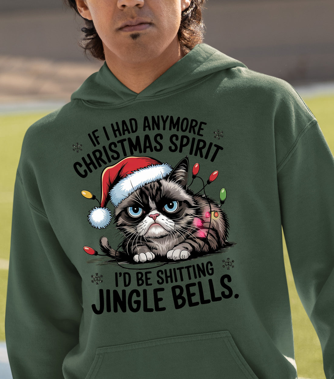 Christmas Spirit Cat Jingle Bells Gift for Cat Lovers, Festive Holiday Cheer Hoodie