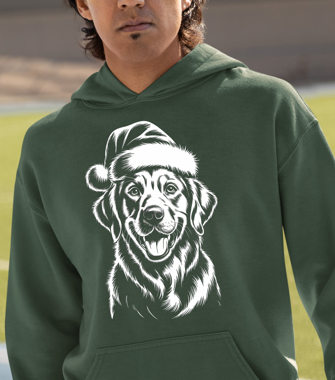 Christmas Dog Illustration for Pet Lovers – Festive Holiday Scene Gift Idea, Cozy Canine Portrait, Seasonal Cheer Hoodie