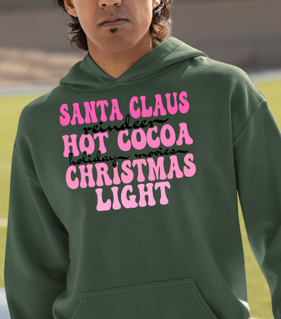 Santa Claus Reindeer Christmas Scene with Hot Cocoa - Cozy Holiday Charm for Gifts & Collectibles Hoodie
