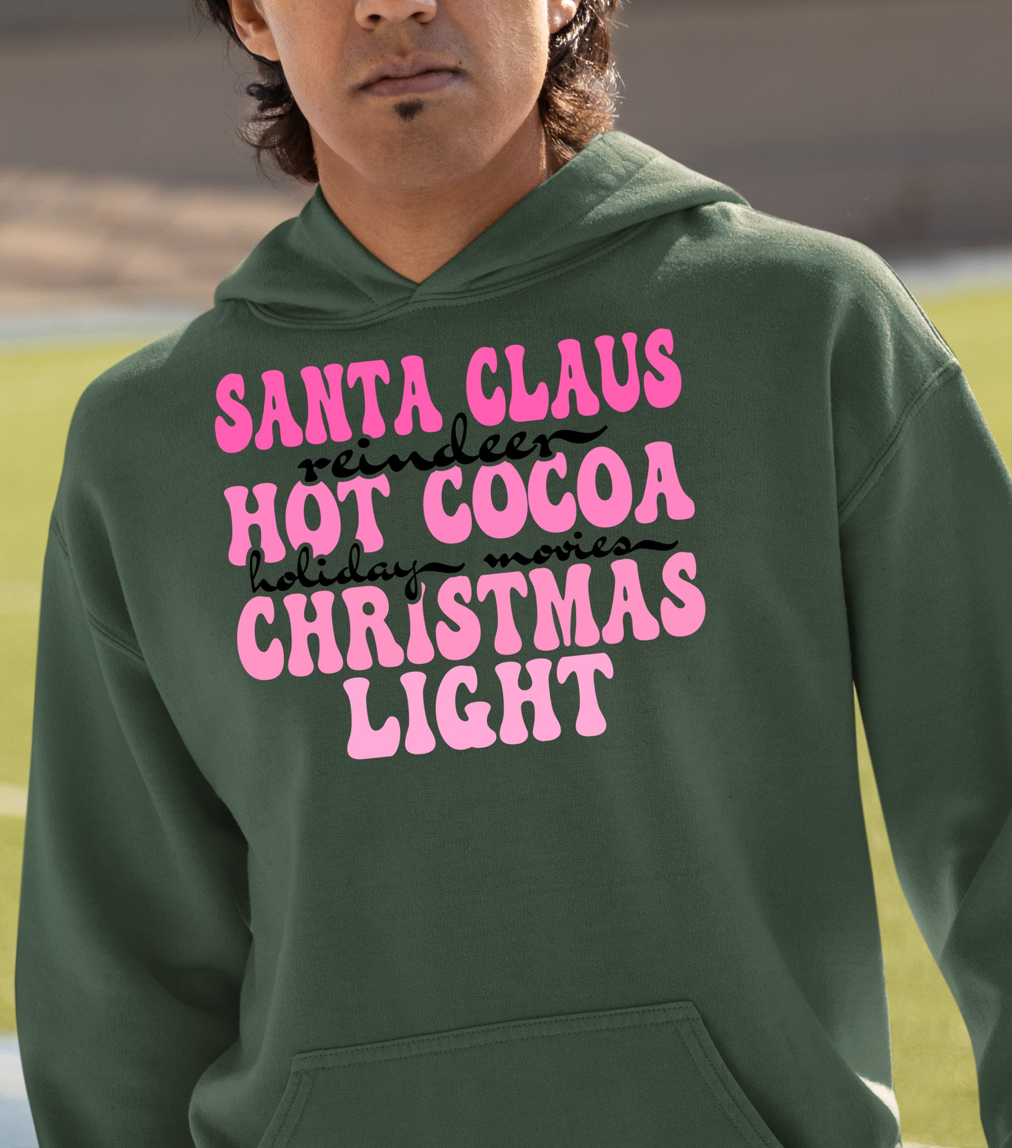 Santa Claus Reindeer Christmas Scene with Hot Cocoa - Cozy Holiday Charm for Gifts & Collectibles Hoodie