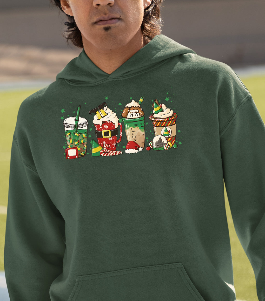 Milkshake Christmas Scene Festive Holiday Flavor Mood for Seasonal Cheer and Warm Winter Moments Hoodie