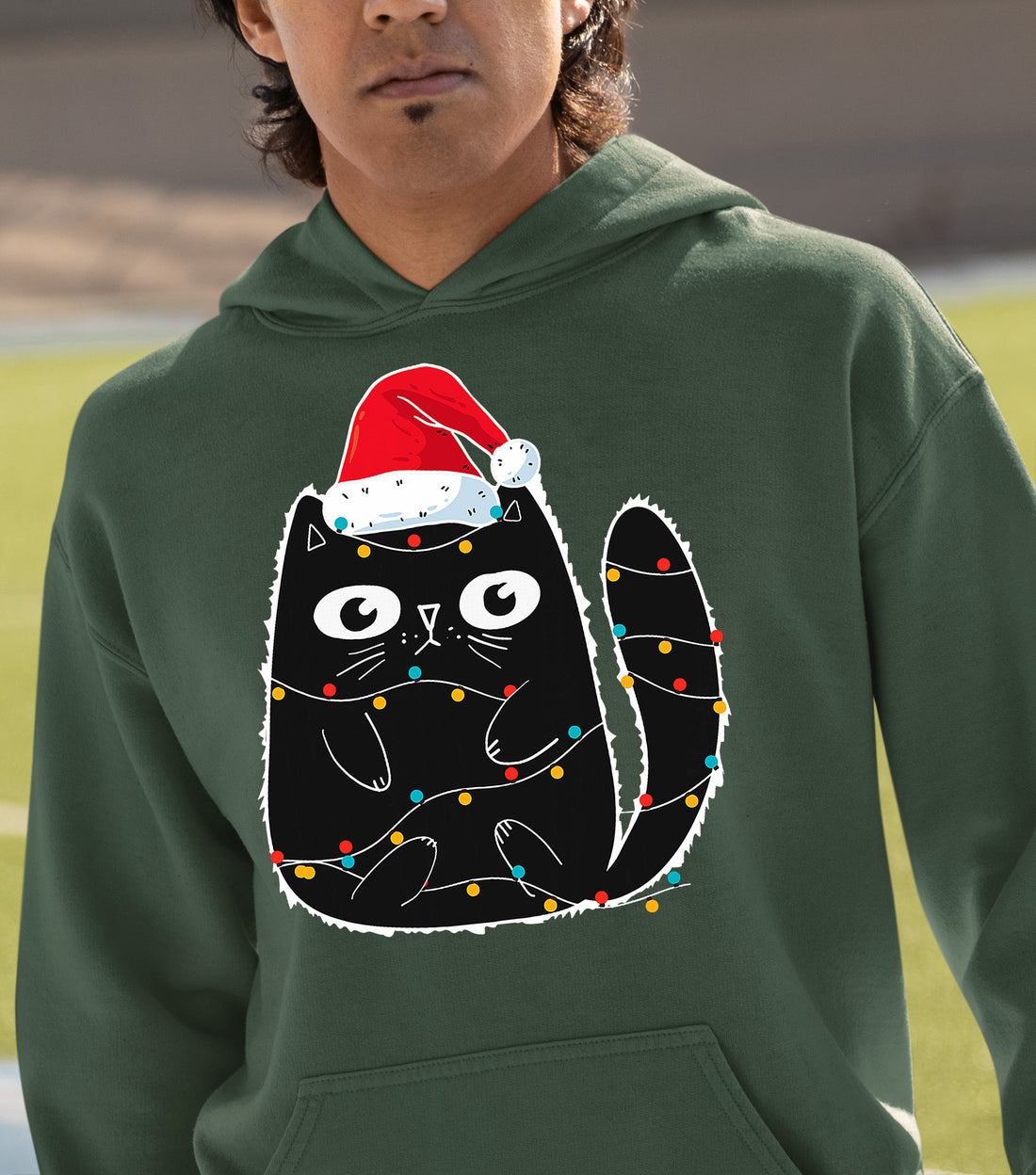 Cute Cat in Santa Hat - Christmas Feline Themed Gift for Holidays Hoodie