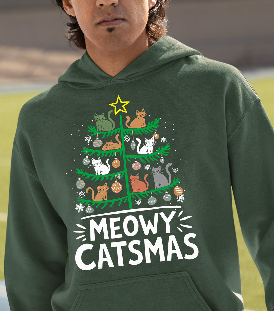 Meowy Catmas Tree - Festive Christmas Gift for Cat Lovers, Holiday Keepsake Hoodie