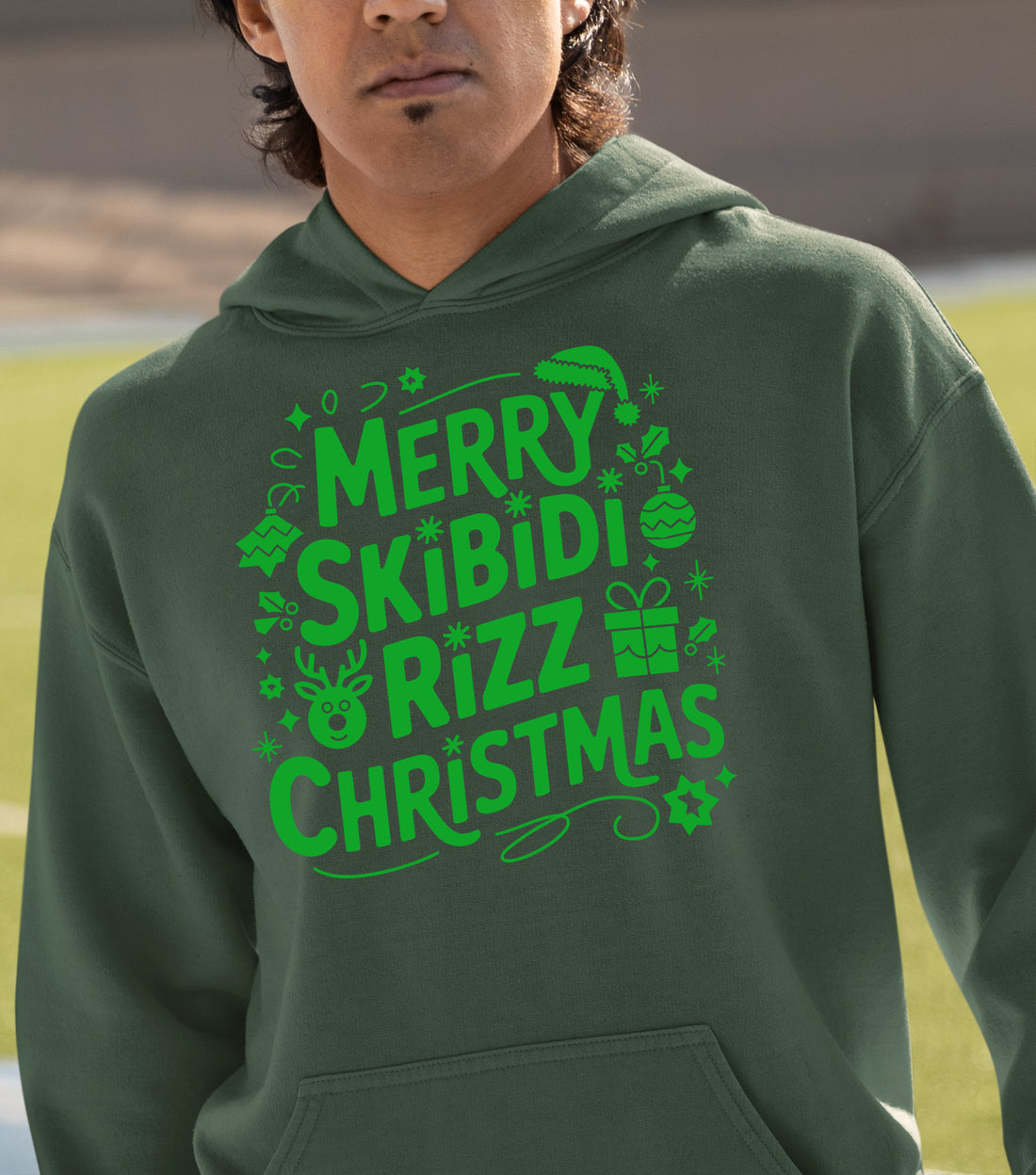 Merry Skibidi Rizz Christmas, festive holiday vibes for gifts and celebrations, cozy winter cheer Hoodie