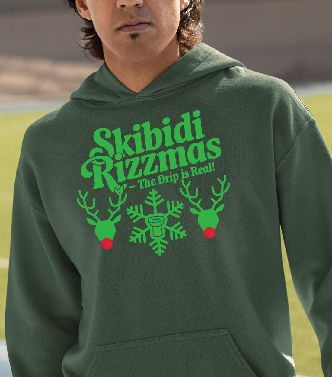 Skibidi Rizzman Christmas Character - Festive Holiday Cheer for Fans, Whimsical Seasonal Gift Idea Hoodie