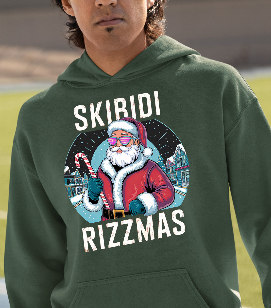 Skibidi Rizzman Santa Christmas Edition - Hilarious Pop Culture Gift Idea for Holidays, Festive Cheer Hoodie